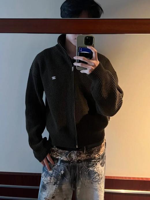 F010717秋冬氛围感拉满！精典立领拉链针织毛衣外套男女同款 商品图2