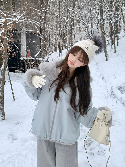 【百图lulu定制】【北海道仿貂毛外套】内里复合水貂毛 连帽保暖外套 商品图2