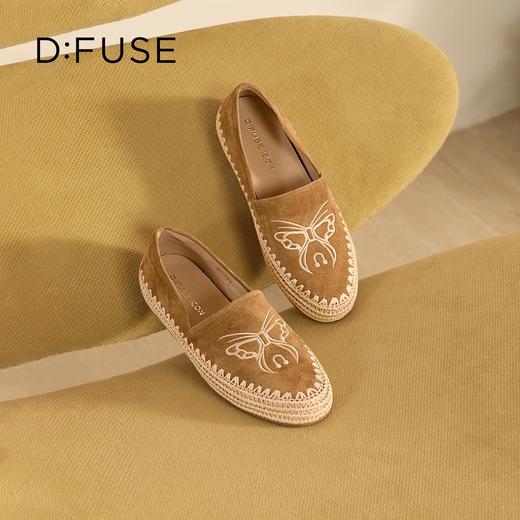 Dfuse迪芙斯2026春季新款反绒刺绣麻线鞋底手工感渔夫鞋平底鞋女鞋DFE1112070 商品图4