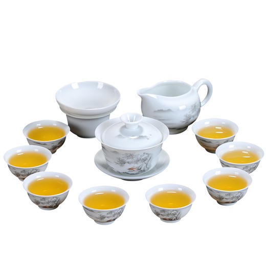 厂家直销功夫茶具套装陶瓷茶杯白瓷整套青花茶杯盖碗茶具可做logo 商品图4