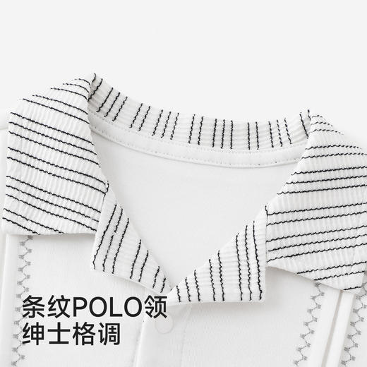 【高定系列】英氏新生儿衣服男宝宝polo领条纹爬服春夏哈衣外出服 商品图1