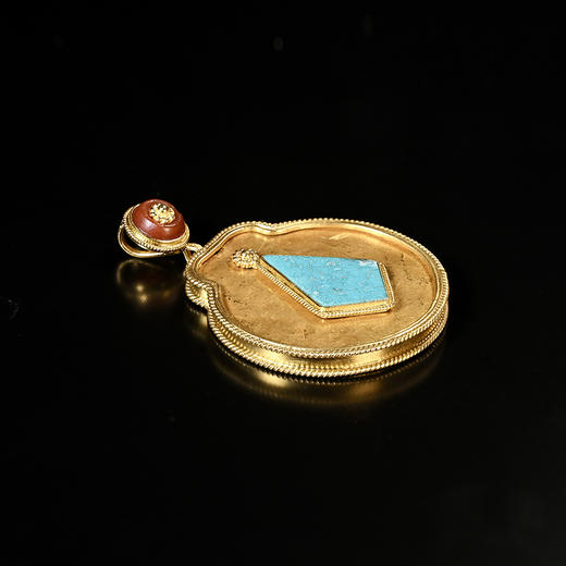 夏商绿松石嵌片+西亚高古金片+红玛瑙项坠 商品图3