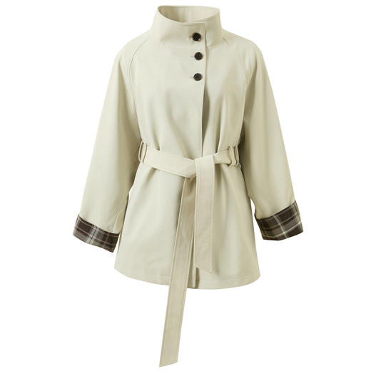 三彩2026春季新款宽松简约风衣中长外套开衫复古配腰带休闲上衣M 商品图4