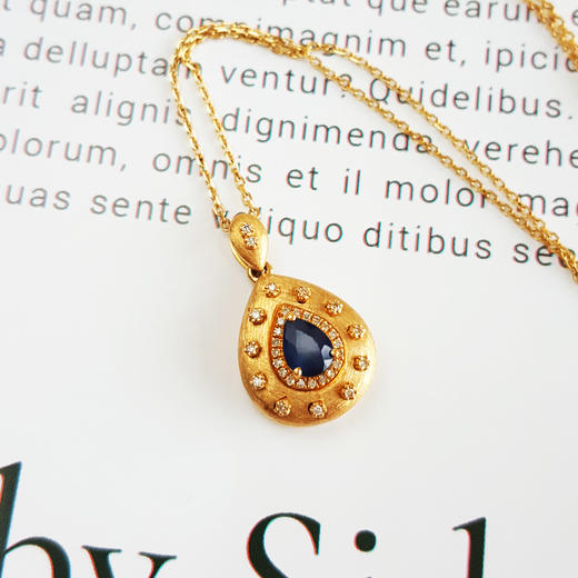 【天然正品】AU750黄金镶钻镶天然水滴型0.40克拉皇家蓝蓝宝石吊坠项链18.2*11.1*6.0MM(皆取最大值)链长：44CM（长度可调节） 231225TJ30 商品图4