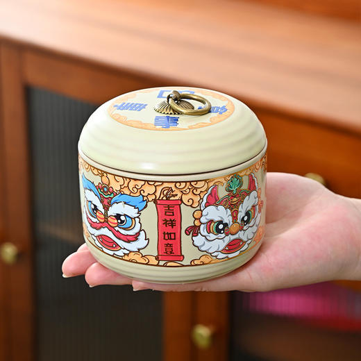 【新年限定❗️吉祥如意茶叶罐】马年纳福，带ta回家，添福添喜，好运连连！创意个性醒狮子陶瓷茶叶分装盒家用密封储存罐子装散茶容器 商品图1