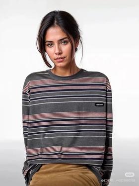 mi*mi|缪系~26早春红蓝条纹海报款料纯棉圆领长袖