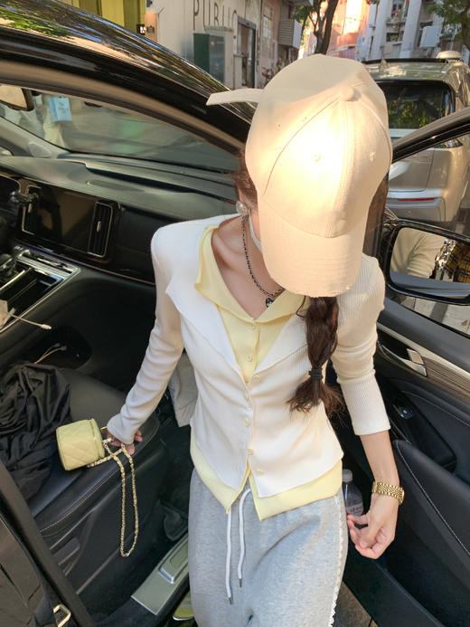 <曾小咸推荐>现货秒杀 ！微信超特价！白拼黄短款假两件长袖 日常159.99 立减80 秒杀79.99！！ 商品图8