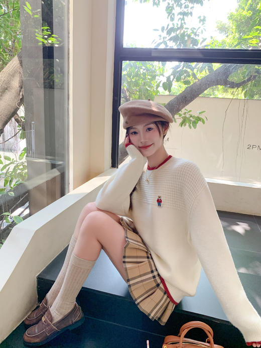 <曾小咸推荐>现货秒杀 ！微信超特价！小熊刺绣撞色边毛衣 日常179.99 立减90 秒杀89.99！！ 商品图10