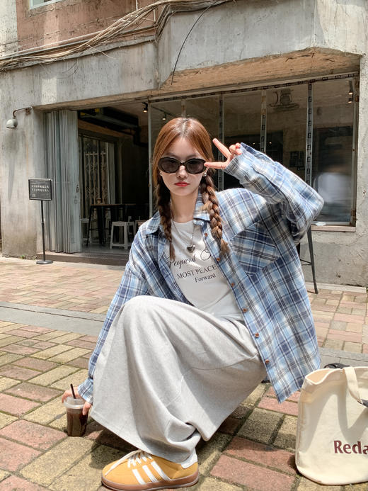 <曾小咸推荐>韩系格子防晒衬衫女春季外套 商品图7