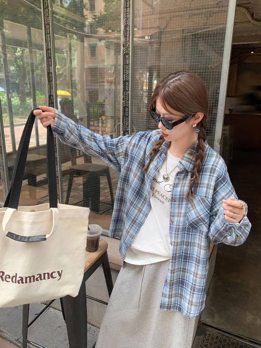 <曾小咸推荐>韩系格子防晒衬衫女春季外套 商品图6