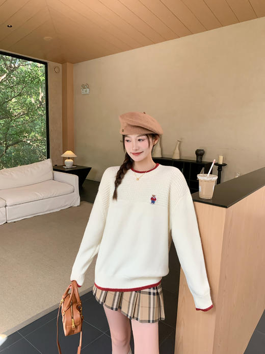 <曾小咸推荐>现货秒杀 ！微信超特价！小熊刺绣撞色边毛衣 日常179.99 立减90 秒杀89.99！！ 商品图8