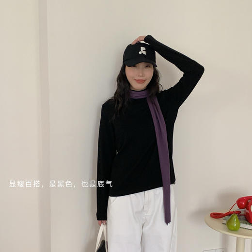 随机送ins风项链一条！双面澳绒中领&堆堆领暖肤衣打底衣女 秋冬休闲长袖保暖内搭上衣 商品图7