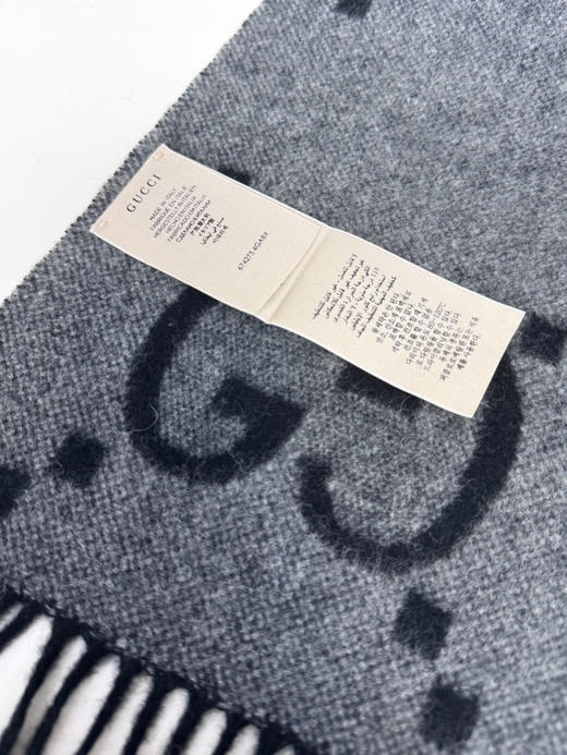 秋冬特惠💰260 古驰围巾 大G流苏 新爆款  经典双大g 双面提花流苏围巾 商品图8