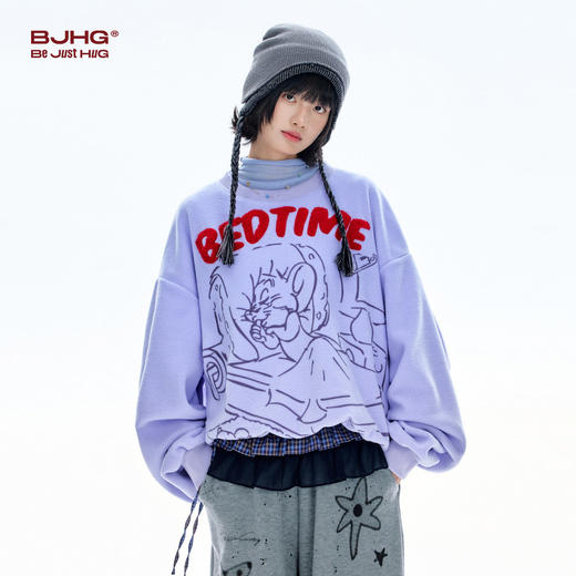 BJHG不计后果猫和老鼠摇粒绒圆领卫衣男款春季美式情侣宽松上衣女 商品图1