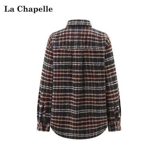 天猫同步【羊毛加厚衬衣】拉夏贝尔/La Chapelle软糯舒适！宽松时髦格子衬衫单排扣粗花呢短外套 商品图1