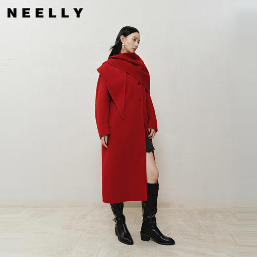 NEELLY纳俪商场同款冬新款时尚廓形长款双面呢大衣女优雅气质外套N25121N01171 商品图0