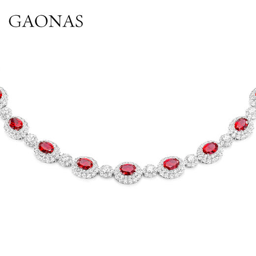 GAONAS贵气臻奢红色花朵满镶项链11801XR 商品图2