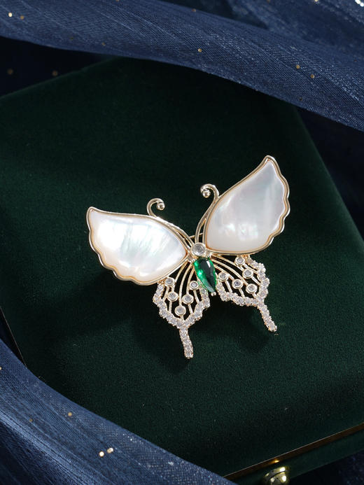 子佩集【蝴蝶之夏】珍珠惜王妃胸针【ZXXZ002】镀金白贝母2601 商品图6