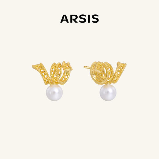 ARSIS｜纯真年代系列 复古珠光飘带耳钉 商品图0