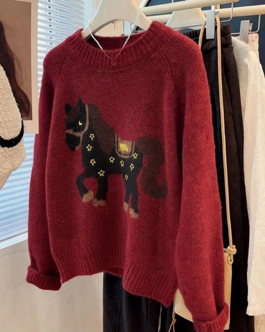老米优品🎈新年氛围感~《小马绵羊毛混纺毛衣》喜庆又减龄！复古色调，新年限定！ 商品图6