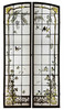 独角鹿西洋古董19世纪末法国出品新艺术风格繁花鸟雀主题彩绘玻璃花窗一对 商品缩略图0