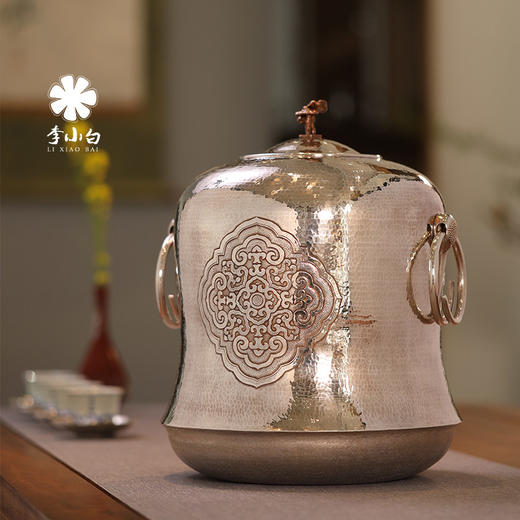 李小白银壶 纯银9999 茶道配件 纯银水缸 储水罐 纯手工制作  狮狮如意水缸 商品图3