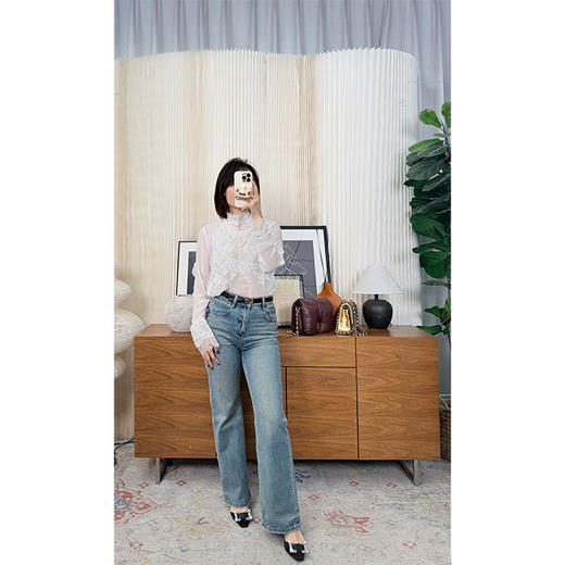 芭蕾美学 双层蕾丝拼接 半高领乔其真丝衬衫 仙气十足 它只负责美美的！ 商品图4