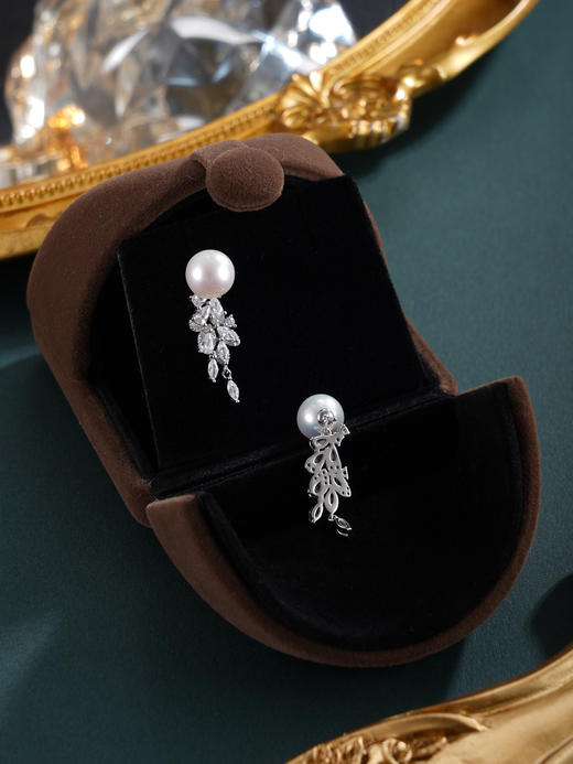 子佩集【穗穗珍惜】银S925珍珠惜王妃耳钉【MZEH007】9mm珠流苏麦穗2601 商品图8