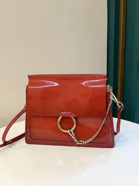 克洛伊 Faye 大号 麂皮拼皮 红色 大号 圆环包