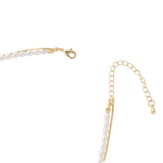 三彩2026新款金属相思豆合成珍珠双层叠戴项链极简轻奢个性约会 商品图4