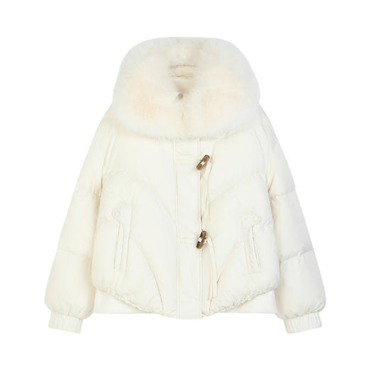 NEELLY纳俪商场同款冬新款狐狸毛领宽松羽绒服女90白鸭绒短款外套N25124L04618 商品图3