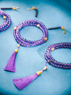 迷罗元和堂 紫水晶多圈带计数器 珠径0.7-0.8 带穗【器悟雅玩】