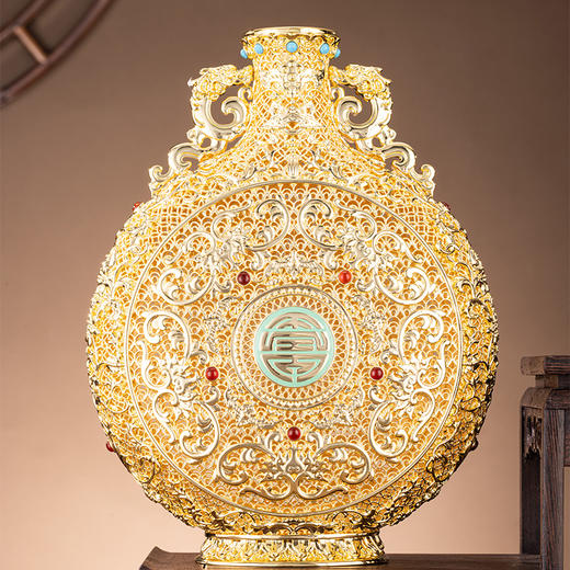 朱炳仁铜 | 花丝系列 富贵莲绵瓶 商品图4