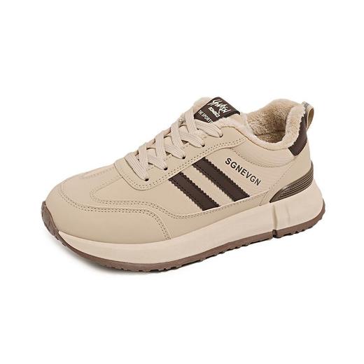 女士加绒厚底皮面运动鞋新款鞋百搭时尚轻便防滑软底老爹鞋35-40★娃娃优选 商品图4