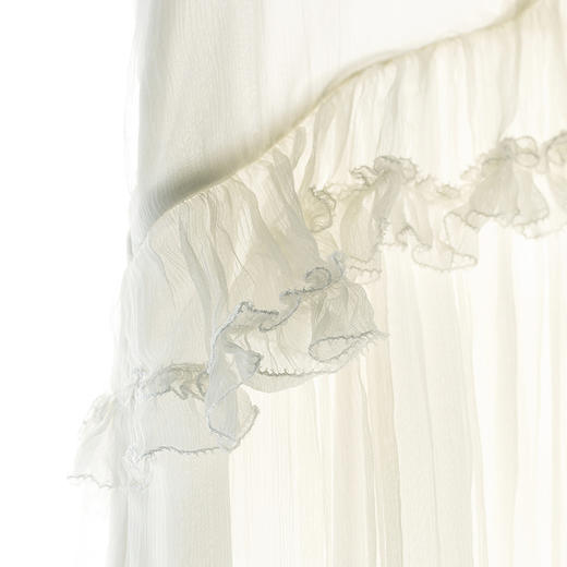 【林栖设计小店】蕾丝花边|桑蚕丝牙签褶高腰仙气2026春新款真丝连衣裙1961033 商品图3