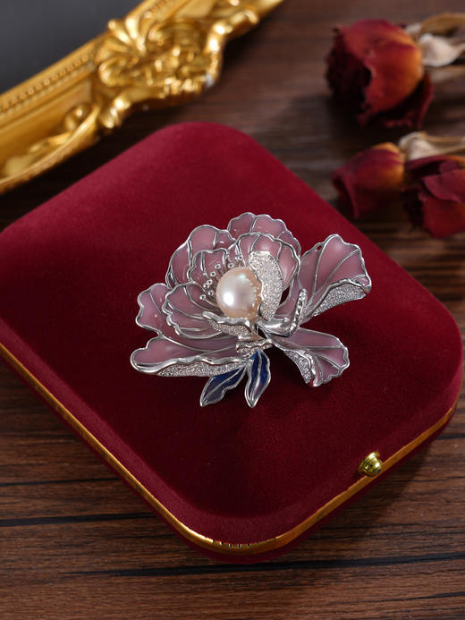子佩集【倾国芳华】珍珠惜王妃胸针【ZXXZ005】10mm珠镀金牡丹三色2601 商品图10