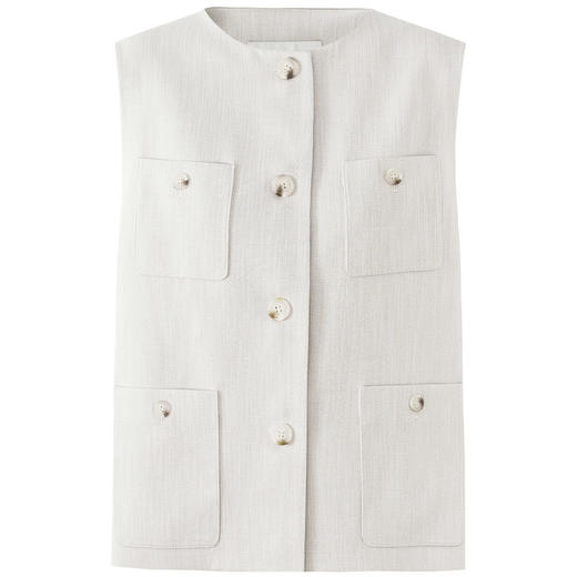 SELFWHO天丝醋酯混纺米白色马甲女2026春新款圆领宽松多口袋马夹 商品图4