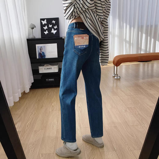 四面弹！高腰显瘦烟管裤加厚加绒直筒牛仔裤女冬季2026新款裤子秋冬！ 商品图1