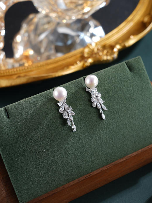 子佩集【穗穗珍惜】银S925珍珠惜王妃耳钉【MZEH007】9mm珠流苏麦穗2601 商品图6