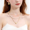 三彩2026新款金属相思豆合成珍珠双层叠戴项链极简轻奢个性约会 商品缩略图1