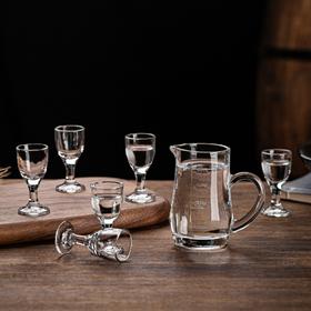 【白酒杯玻璃酒杯】家用小号一口杯2两 烈酒子弹酒盅分酒器套装