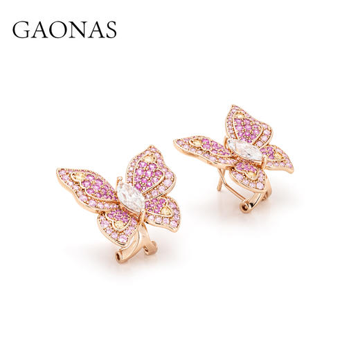 GAONAS  粉蝶仙 时尚粉色蝴蝶耳环11734EP 商品图1