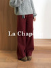 专柜实拍【宝藏酷型！】拉夏贝尔/La Chapelle磨毛保暖舒适~高腰厚款宽松直筒休闲牛仔工装裤 商品缩略图2