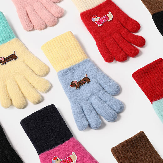 新款【韩国 腊肠狗针织手套】 女学生触屏保暖手套 可爱加厚防寒分指毛线手套 商品图2