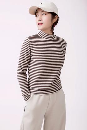 双面绒条纹打底衫