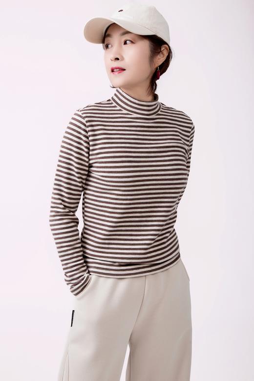 双面绒条纹打底衫 商品图0