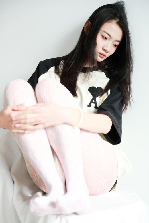 黑白拼接tee，胸口刺绣工艺。插肩袖设计全棉法式情侣半袖E010860 商品图9