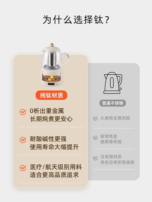 日本BRUNO烛光调奶器养生壶纯钛炖煮家用多功能小型办公室煮茶电热水壶  XHR 商品图4
