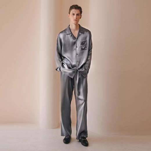 Solo seta22姆米男士真丝睡衣套装桑蚕丝长袖长裤2025秋冬新款 商品图2