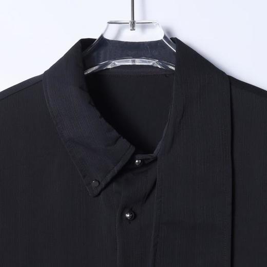 2891SDSA男士秋冬新款痞帅男装显瘦简约纯色拼接长袖衬衫百搭舒适衬衣 商品图2